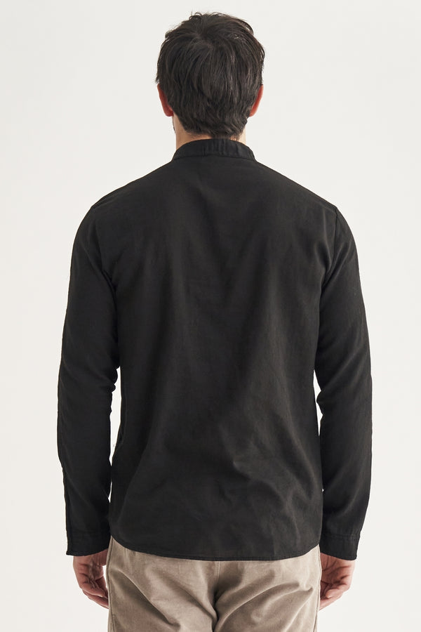 Camicia regular-fit in cotone,lana e cashemere black