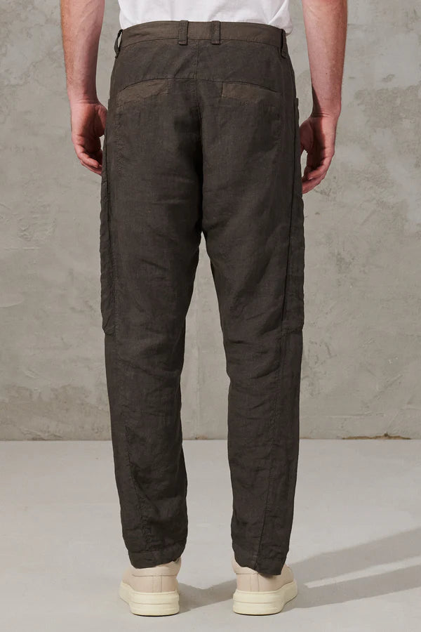 Regular-fit linen trousers with inserts in linen and cotton twill