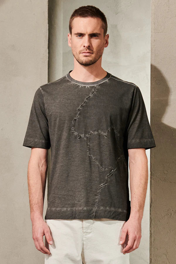 Fade oversized t-shirt in cotton jersey with knit insert