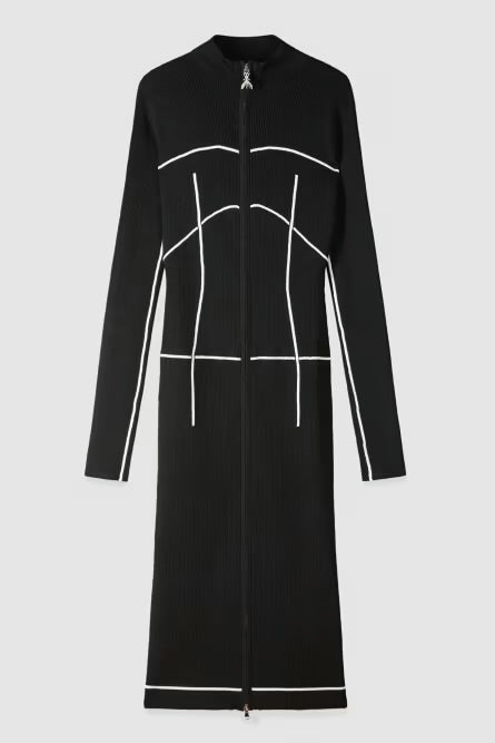Fullzip-Midikleid mit Rollkragen