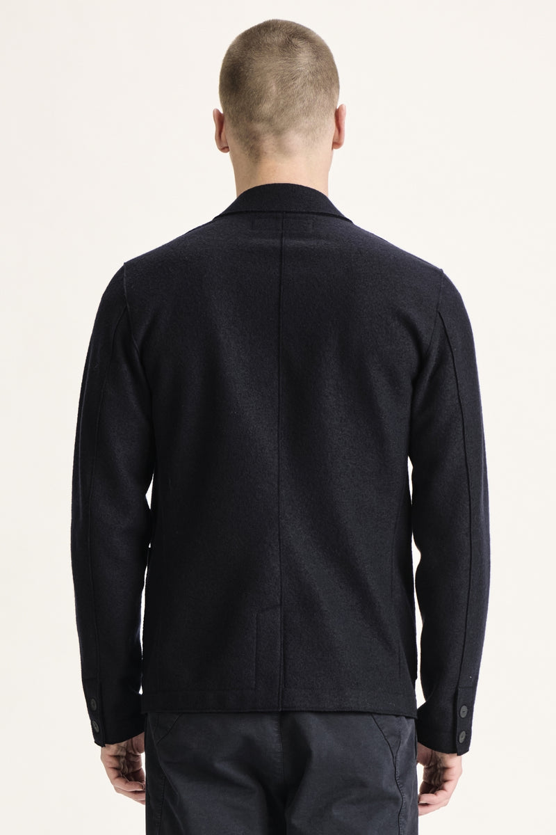 Boiled wool regular-fit jacket blue