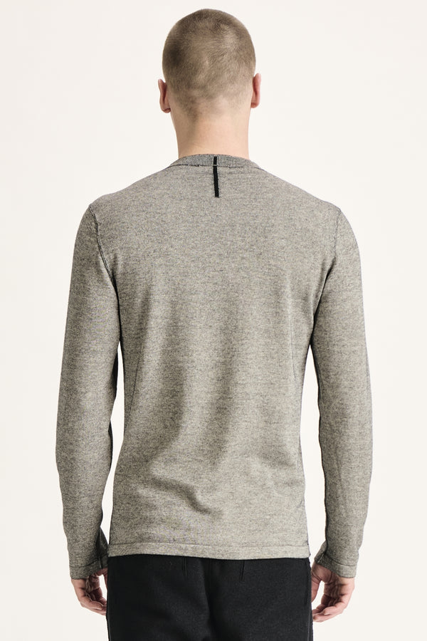 Regular-fit vanisé round-neck knit in viscose and wool