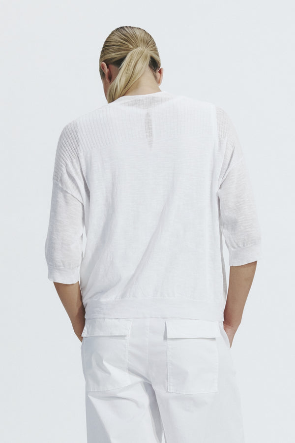 Cardigan in slub cotton knit white