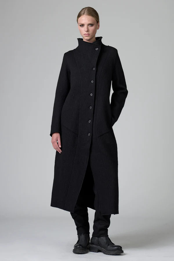 TRANSIT PAR SUCH ウールロングコート 黒 異素材 イタリア製 Transit Par Such – norton-fashion