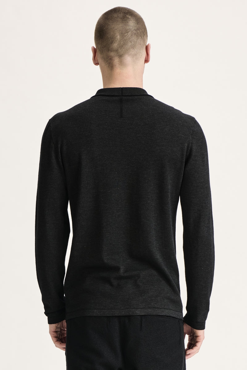 Regular-fit knit in viscose and wool charcoal