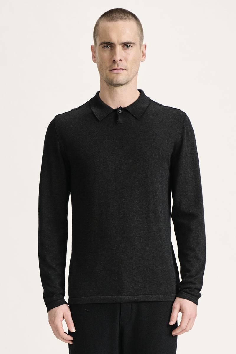 Regular-fit knit in viscose and wool charcoal