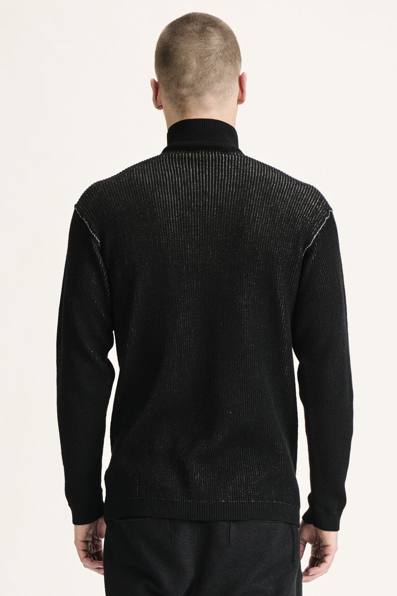 Wool and Linen Pullover with Buttons