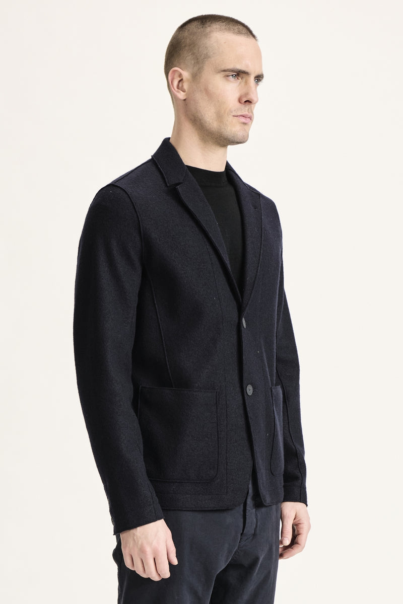 Boiled wool regular-fit jacket blue