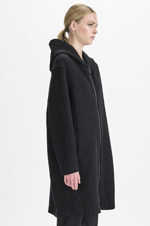 Comfort fit hooded Jacket in boiled wool