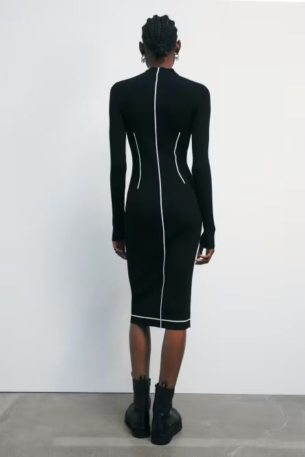 Fullzip-Midikleid mit Rollkragen
