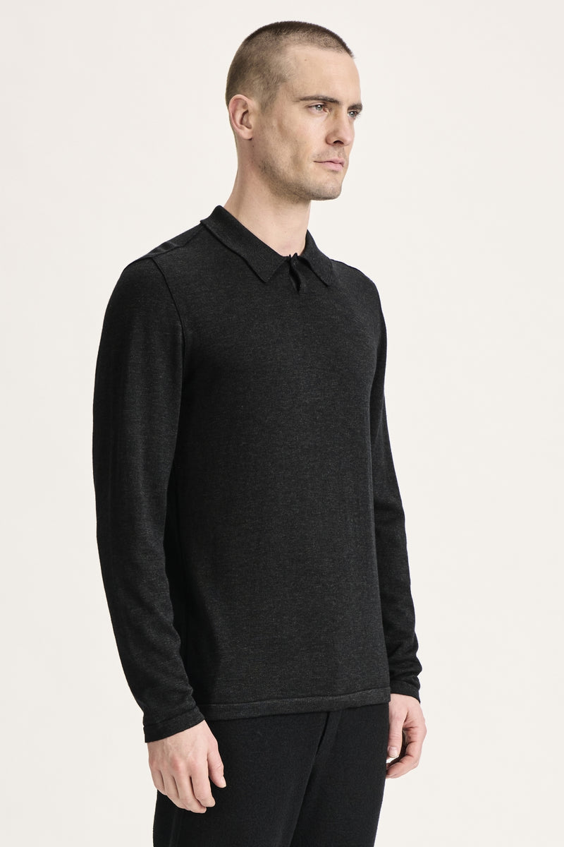 Regular-fit knit in viscose and wool charcoal