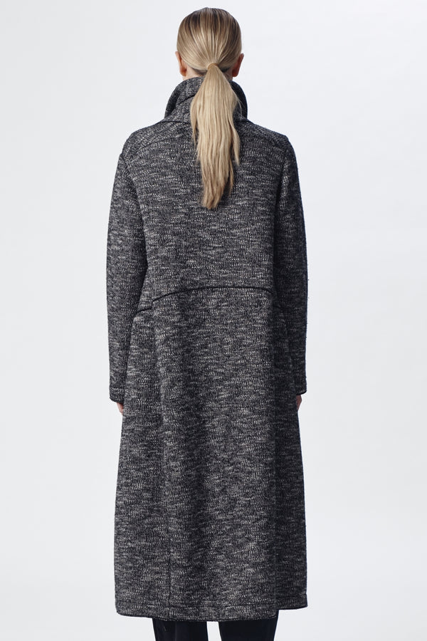 Wool-blend knit coat with double-slider zip