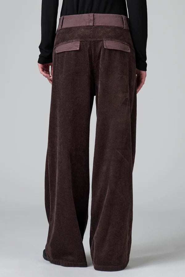 Wide leg trousers in viscose and stretch cotton corduroy