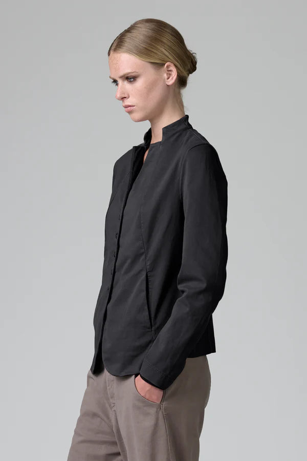 Tencel, modal and stretch cotton mandarin neck jacket black