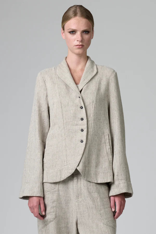 Regular fit jacket in herringbone stretch wool blend