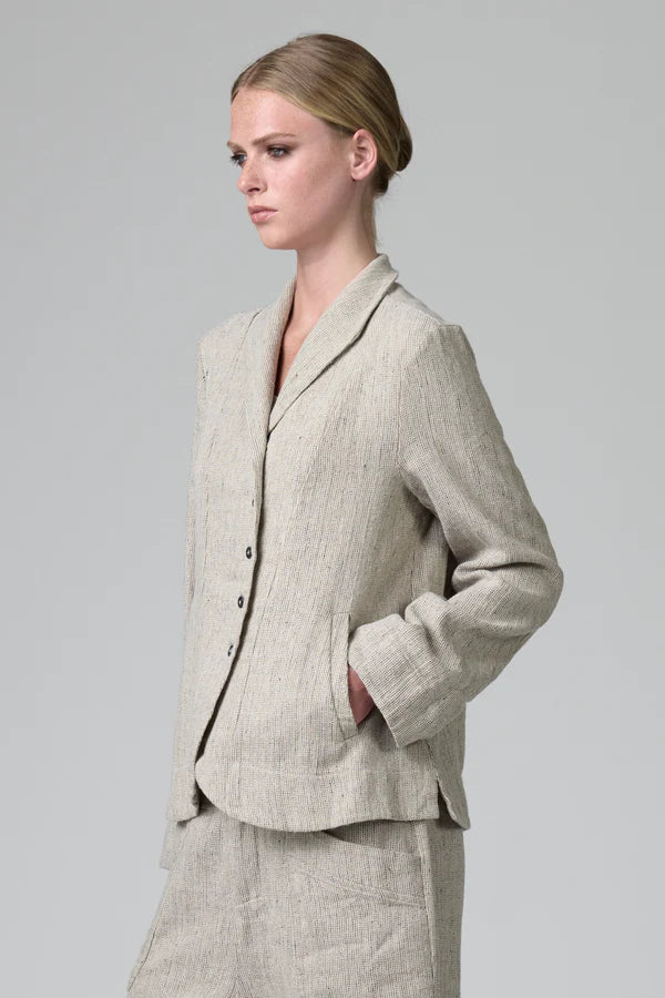 Regular fit jacket in herringbone stretch wool blend