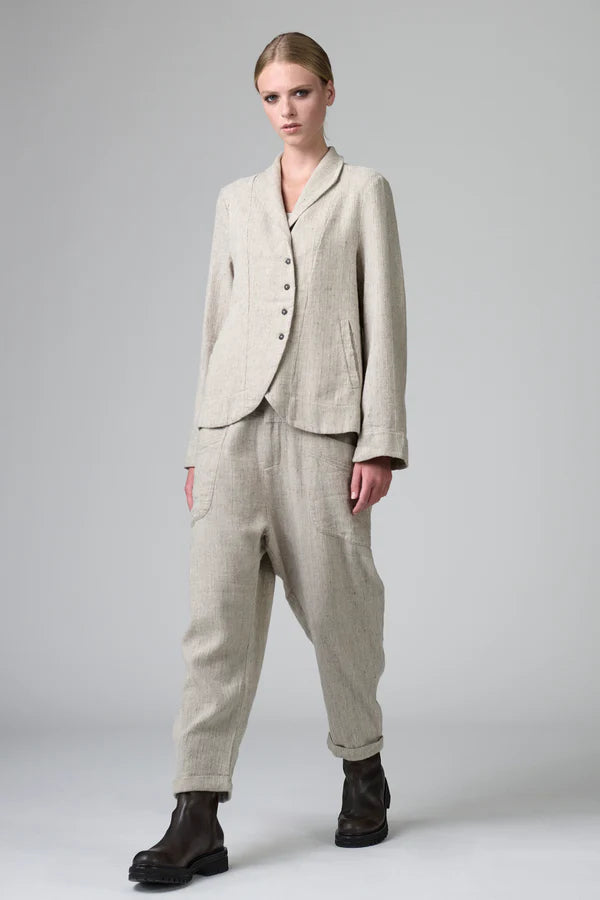 Regular fit jacket in herringbone stretch wool blend