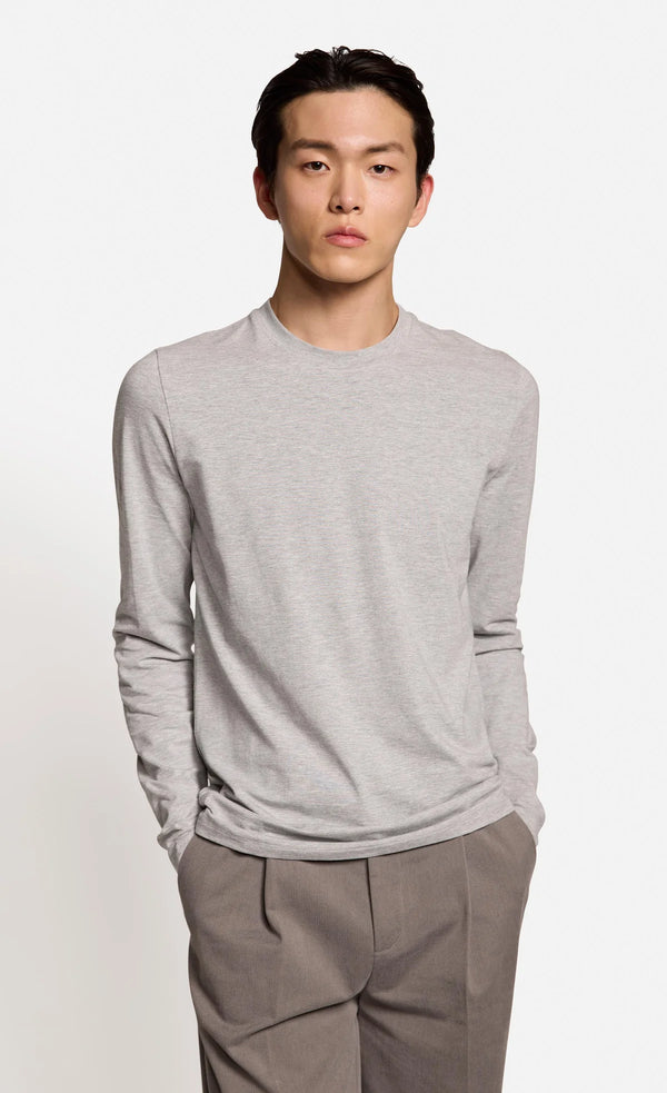ALBERTS
RUNDHALS LANGARMSHIRT silver melange