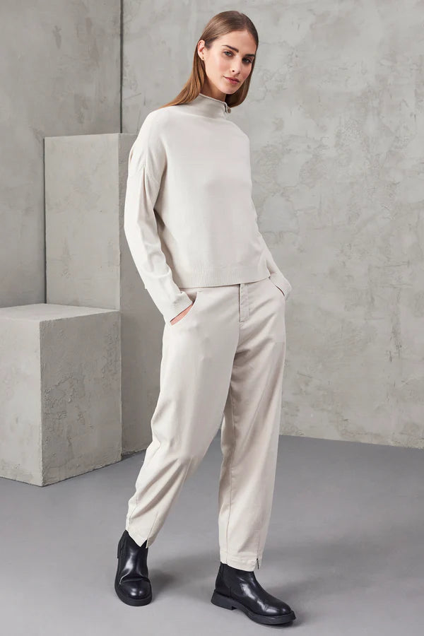 Oversized viscose and wool knit . boxed shaped, turtleneck ice