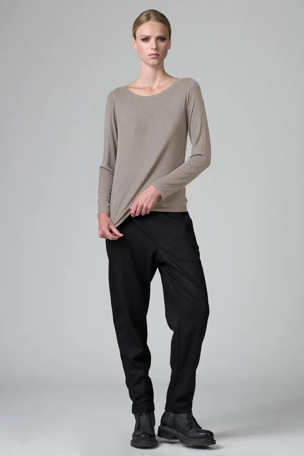 Stretch modal jersey boat neck t-shirt stone
