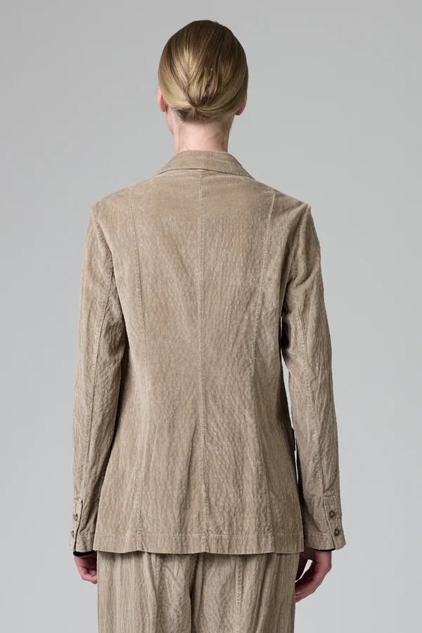 Regular fit jacket in slightly embossed viscose and cotton stretch fine ribbed velour