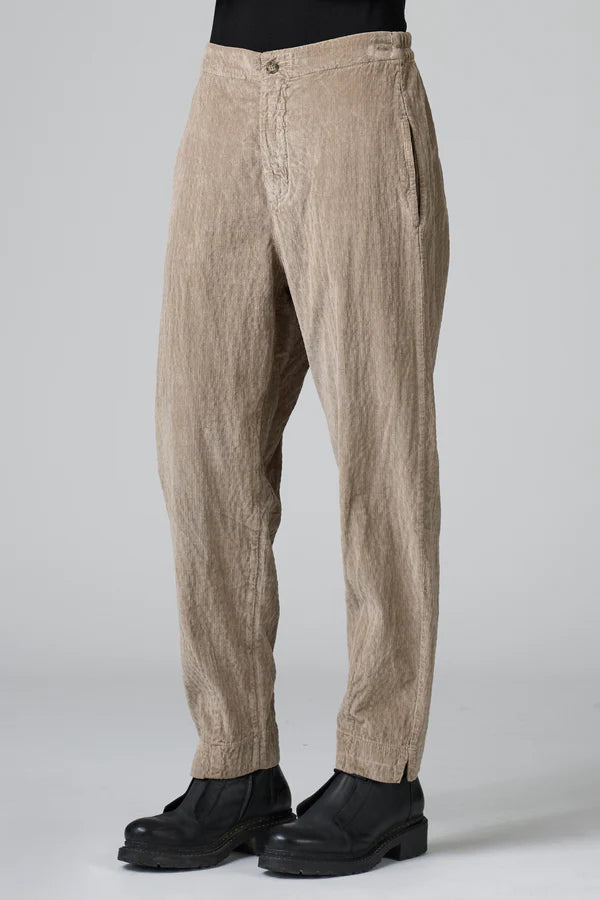 Regular fit trousers in slightly embossed viscose and cotton stretch fine ribbed velour