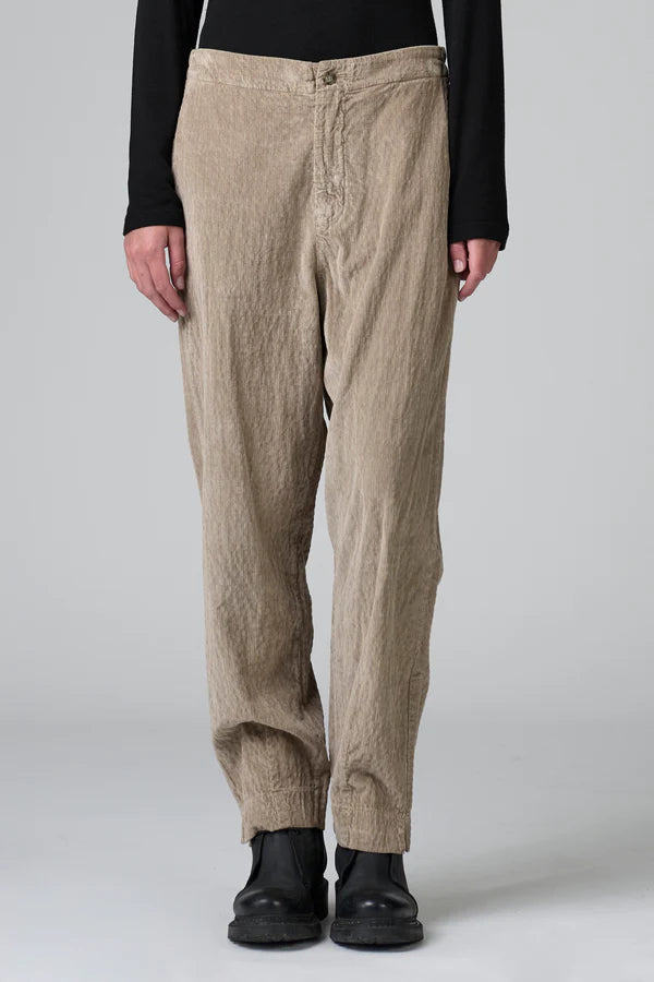 Regular fit trousers in slightly embossed viscose and cotton stretch fine ribbed velour