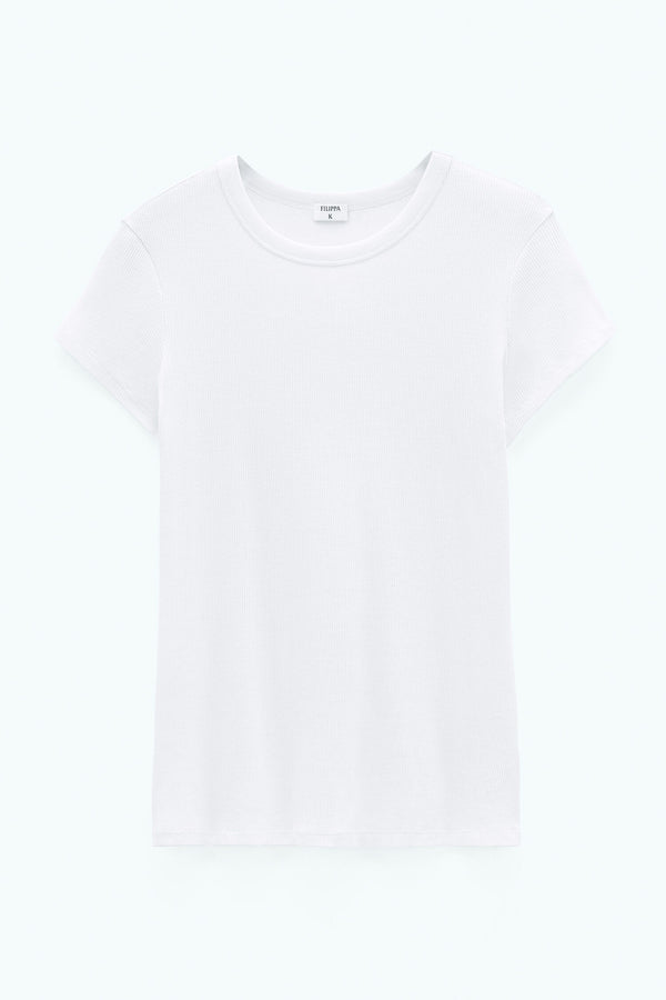 FINE RIB TEE white