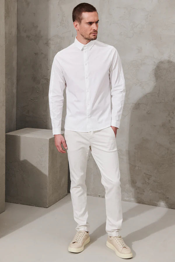 Regular-fit shirt in stretch cotton poplin