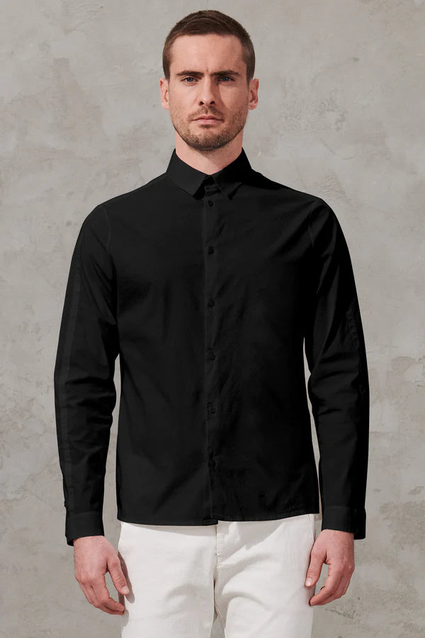 Regular-fit shirt in stretch cotton poplin