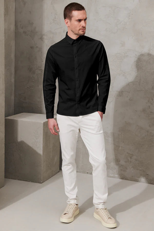 Regular-fit shirt in stretch cotton poplin