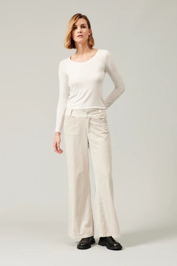 Palazzo pant in viscose and stretch cotton corduroy