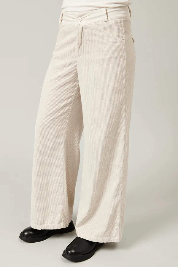 Palazzo pant in viscose and stretch cotton corduroy