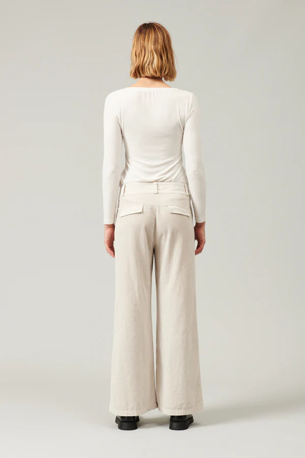 Palazzo pant in viscose and stretch cotton corduroy