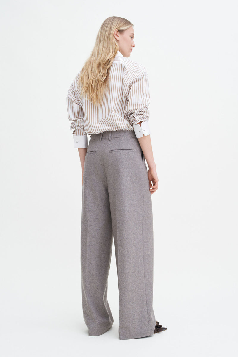 Wide Pleated Flannel Trousers