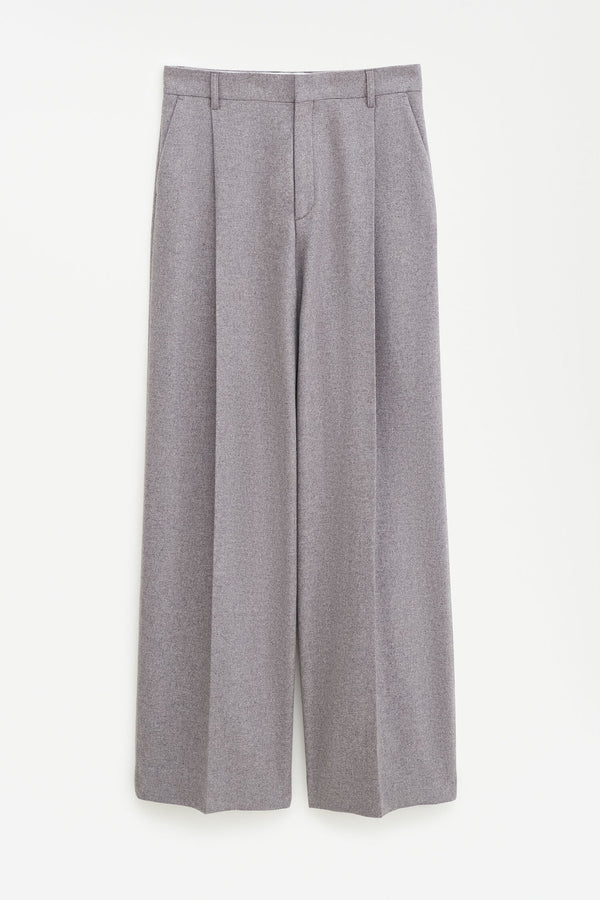 Wide Pleated Flannel Trousers