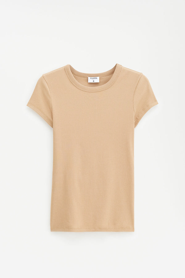 Fine Rib Tee sand beige