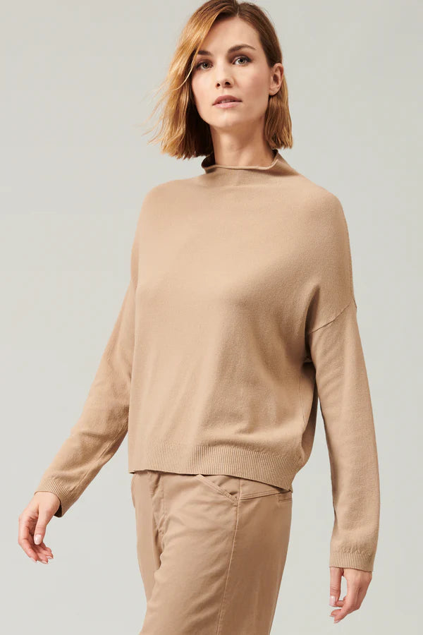 Oversized viscose and wool knit. boxed shaped, turtleneck