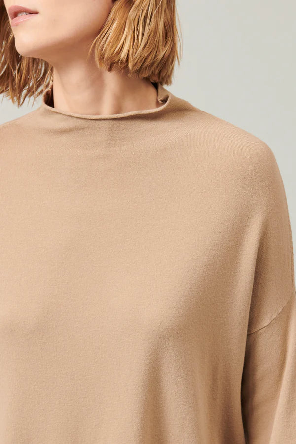 Oversized viscose and wool knit. boxed shaped, turtleneck