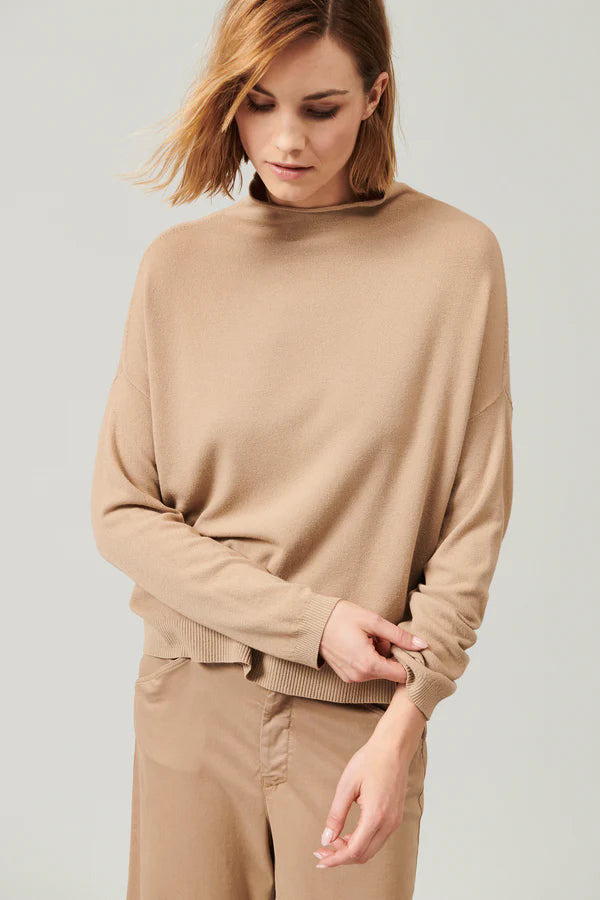 Oversized viscose and wool knit. boxed shaped, turtleneck