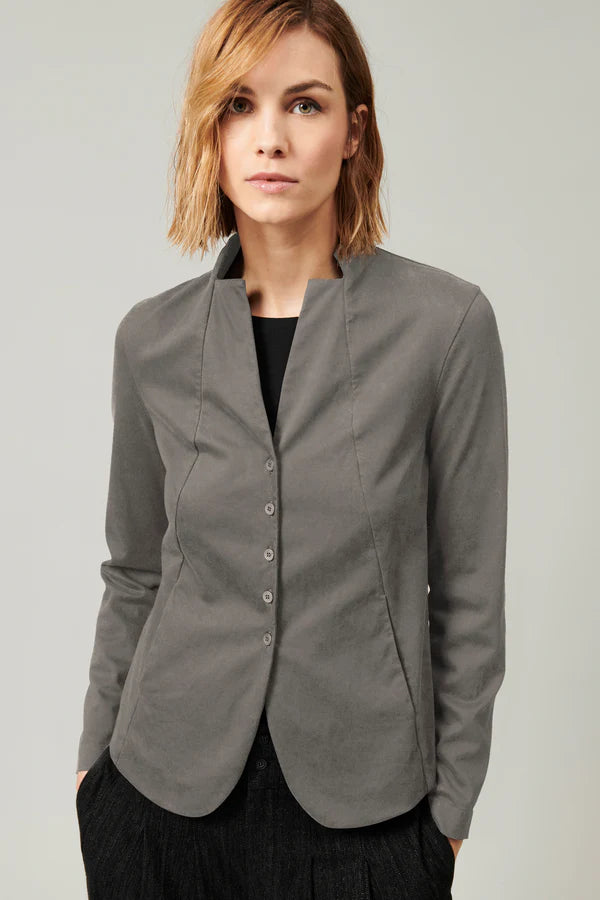 Tencel, modal and stretch cotton mandarin neck jacket