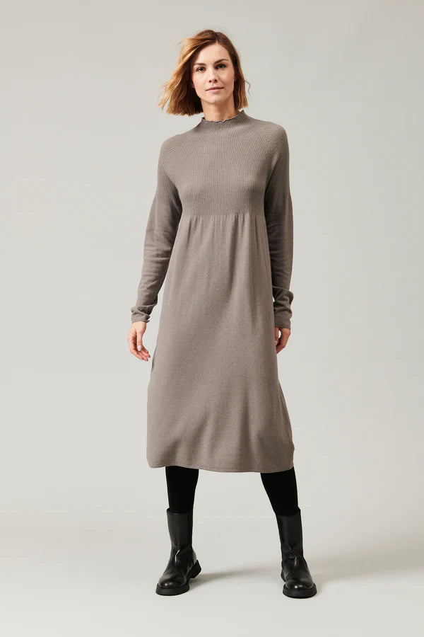 Turtleneck dress in viscose and wool