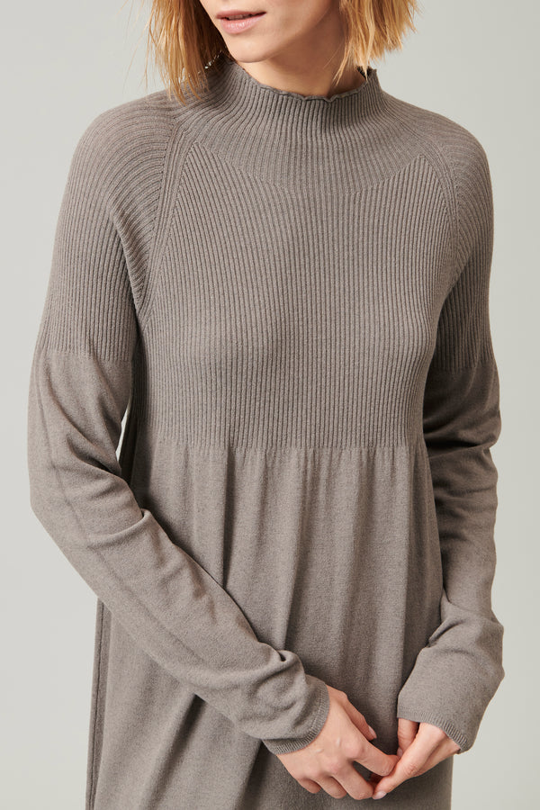 Turtleneck dress in viscose and wool