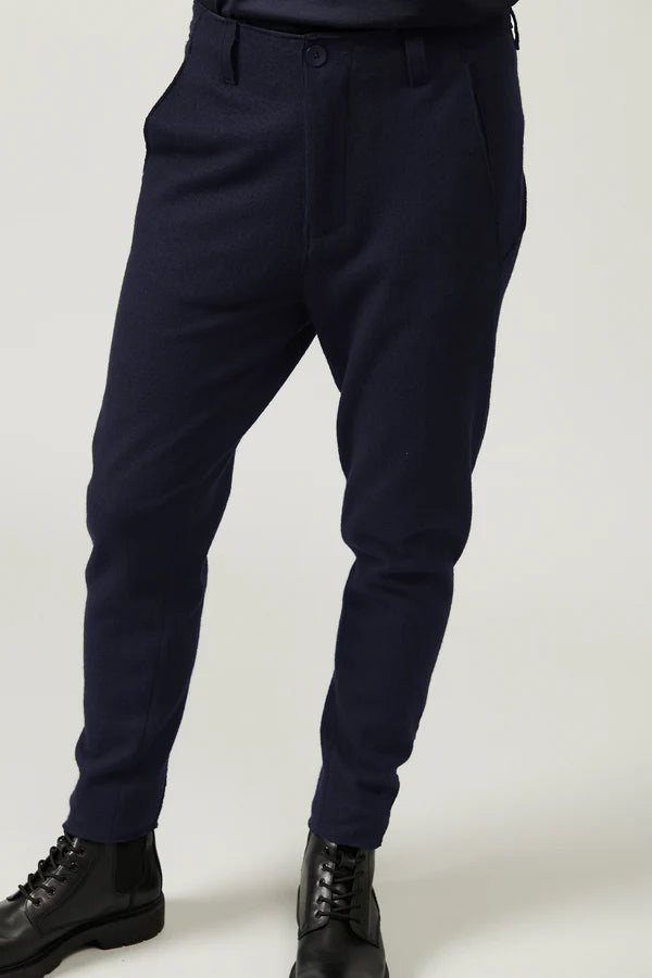 Boiled wool chino pant blue