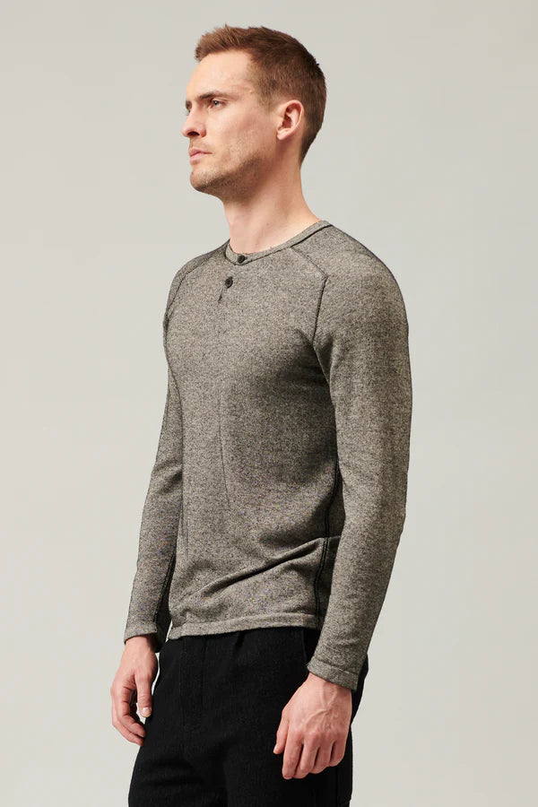 Viscose knit with two-button front opening in viscose and wool