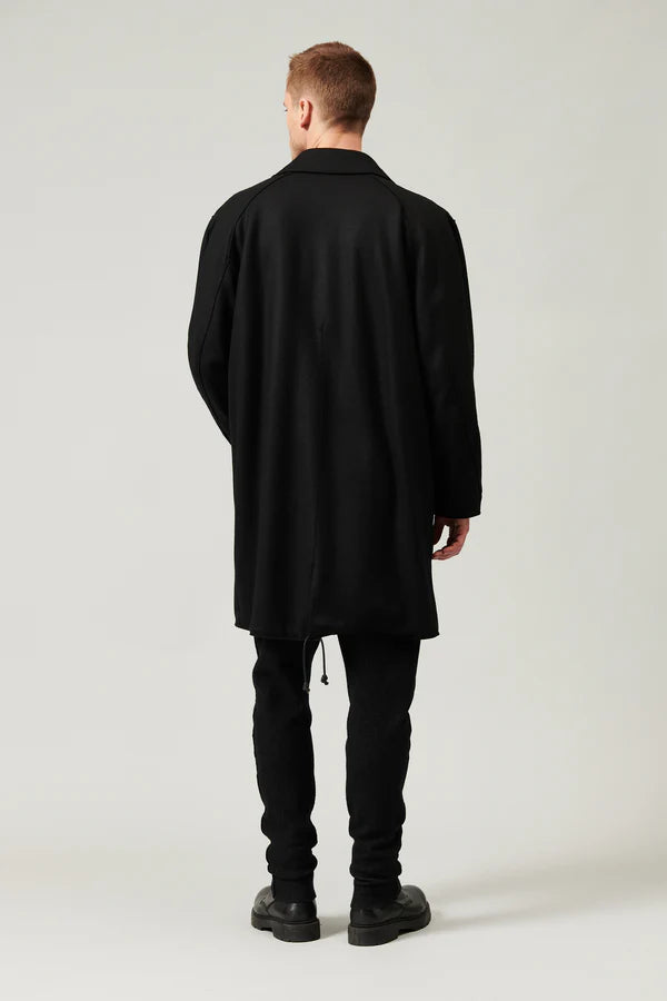 Raw cut boiled wool loose fit coat with cashemere touch