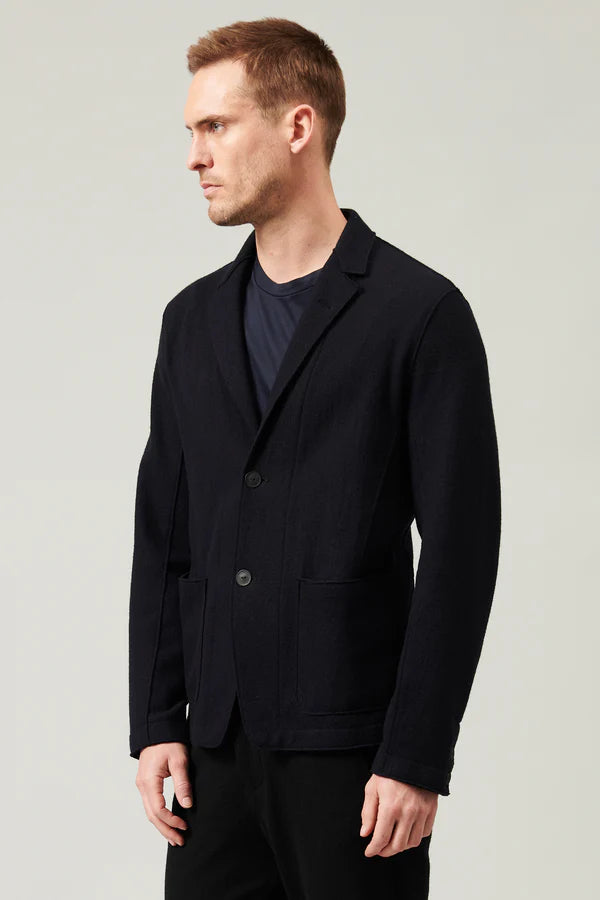 Boiled wool regular-fit jacket blue