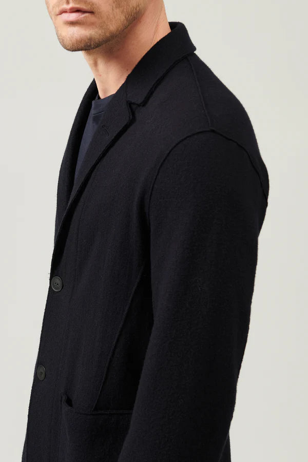 Boiled wool regular-fit jacket blue