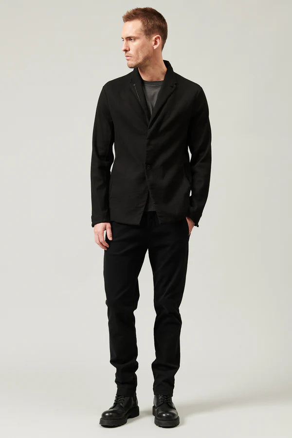 Virgin wool, cotton and hemp stretch regular fit jacket black