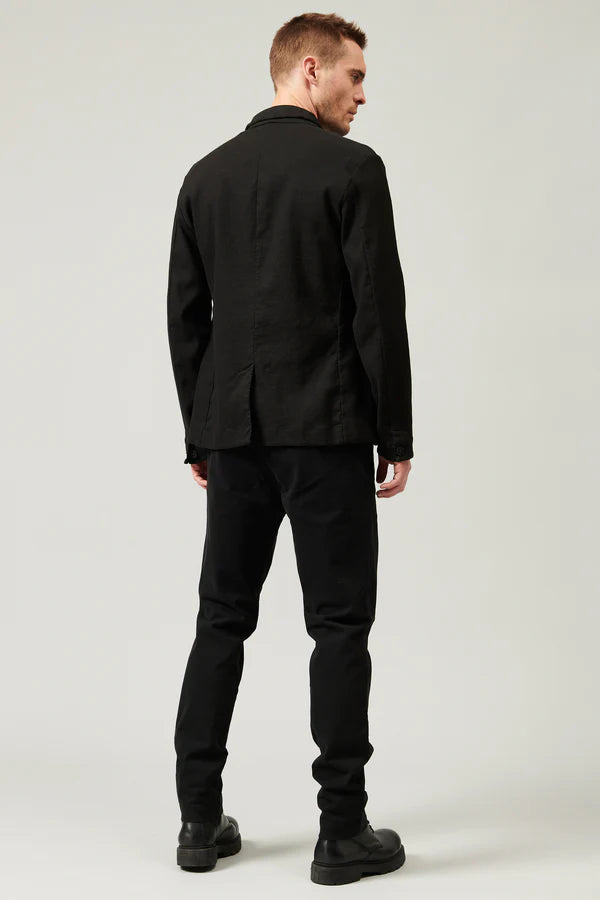 Virgin wool, cotton and hemp stretch regular fit jacket black